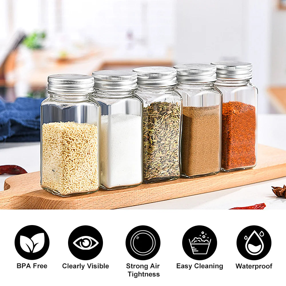 12pcs Glass Spice Jars Set