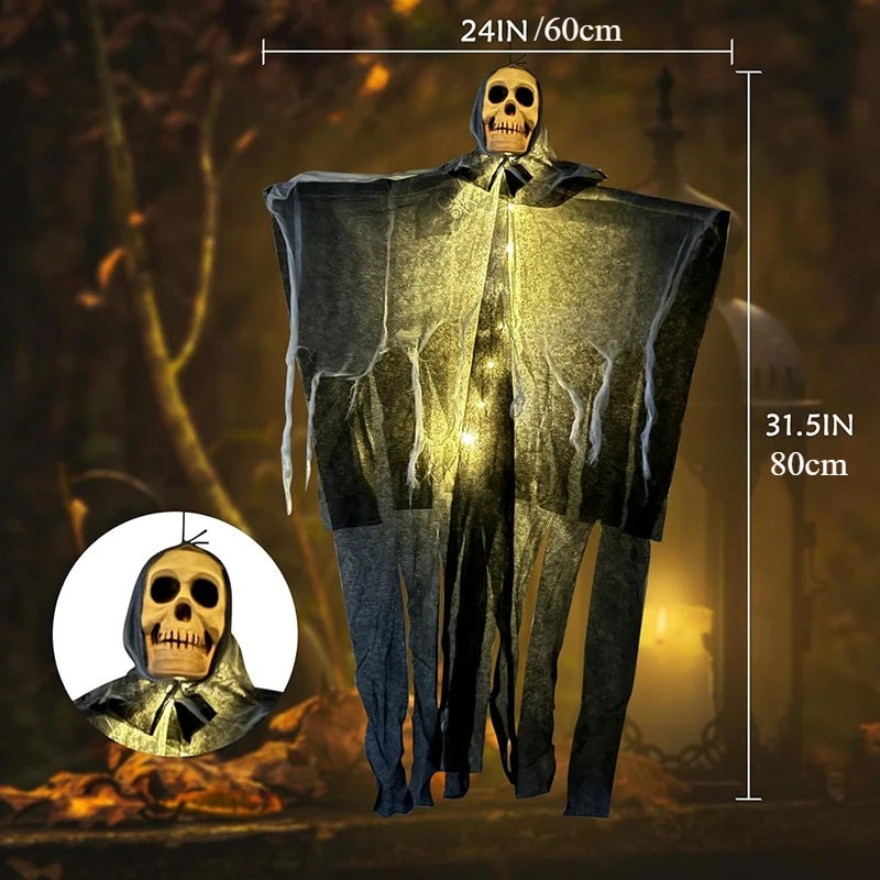Halloween Glowing Skull Skeleton Hanging Ghost Decoration – Indoor & Outdoor Horror Party Prop