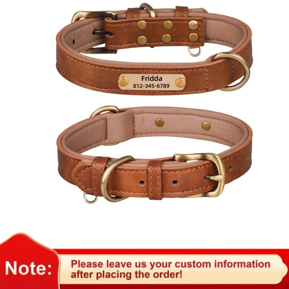 Personalised Leather Dog Collar | Free Engraving | XS–XL | 9 Colours