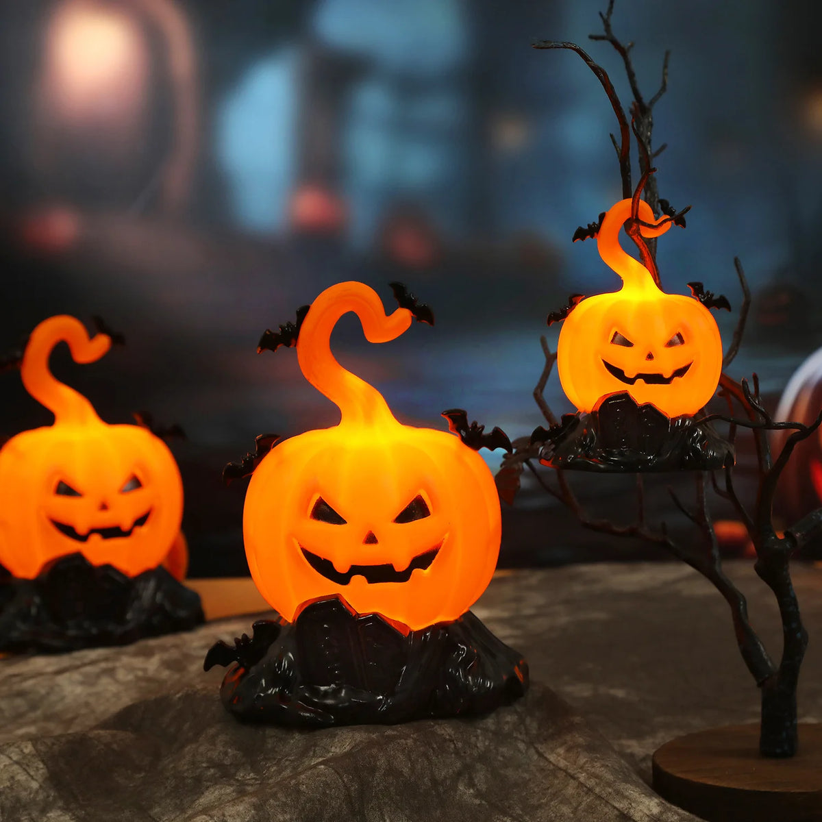 Halloween Pumpkin Lantern with Hook – LED Candle Light Decoration for Home, Porch, Bar & Party