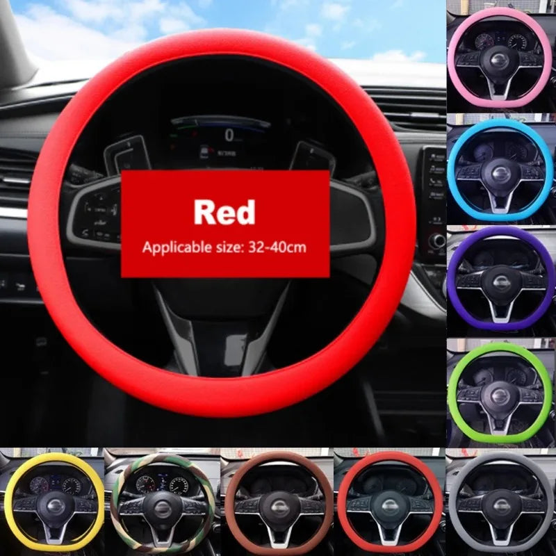 Silicone Steering Wheel Cover | Non-Slip Breathable Universal Fit 38cm | 14 Colours | Car Accessory