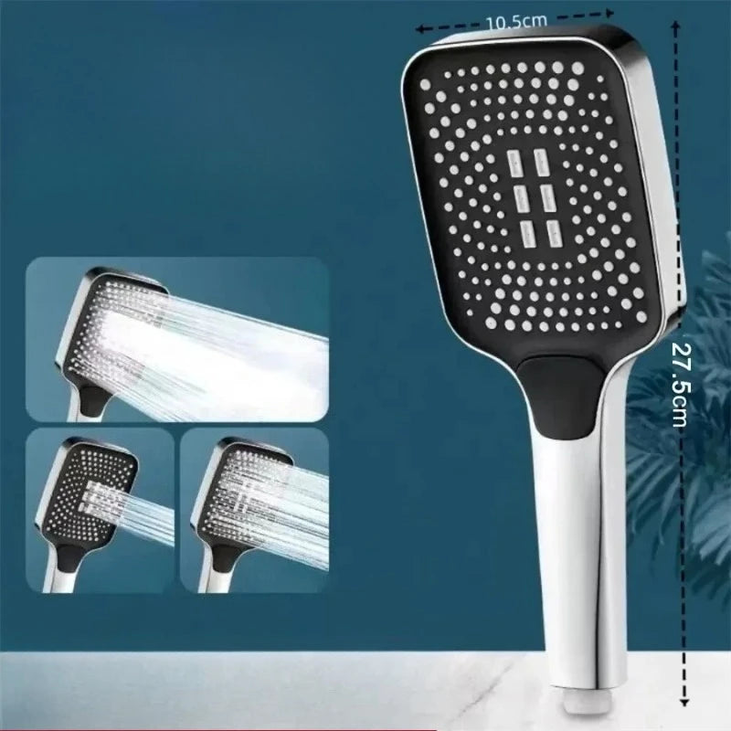 3-Mode High Pressure Shower Head | Water-Saving Rainfall Handheld Shower