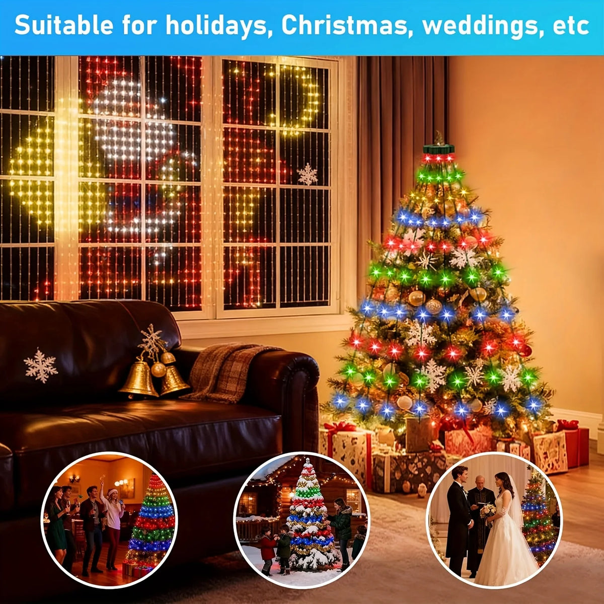 Christmas Tree USB Fairy Lights | 200cm | 280 or 400 LED | Warm White & Multicolour | Indoor & Outdoor
