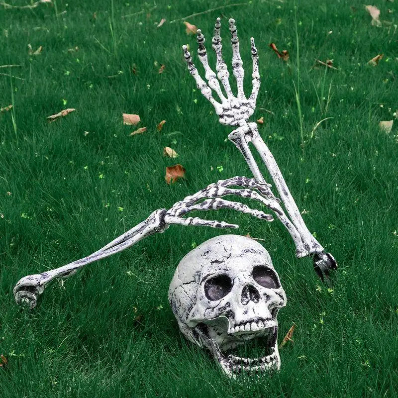 Halloween Skeleton Head & Hands Yard Decorations