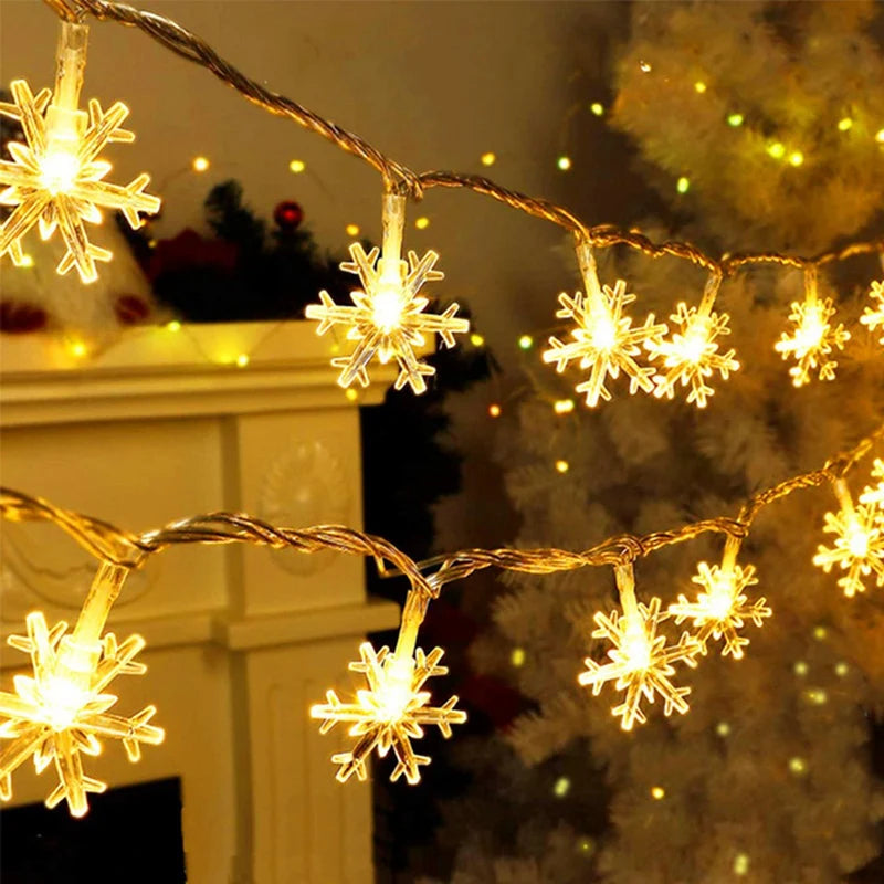 Snowflake Fairy Lights – LED String Lights, Battery/USB Powered