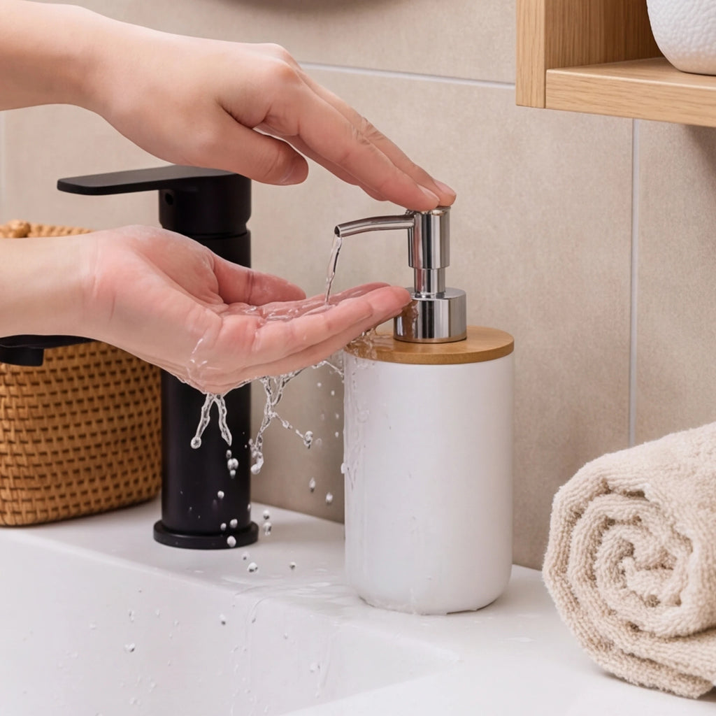 5-Piece Bathroom Accessories Set – Soap Dispenser, Storage Jar, Toothbrush Holder & Soap Dish | Farmhouse Style