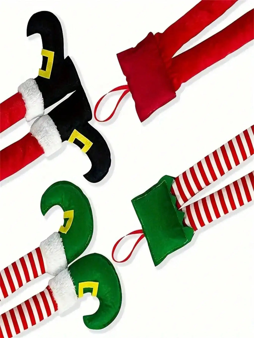 Christmas Elf Legs Decoration | Car Boot & Tree Hanging Pendant | Green & Red