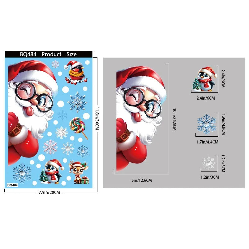 Christmas Window Stickers | 10 Festive Designs | Gingerbread Man, Santa, Snowman & More | Xmas Decor