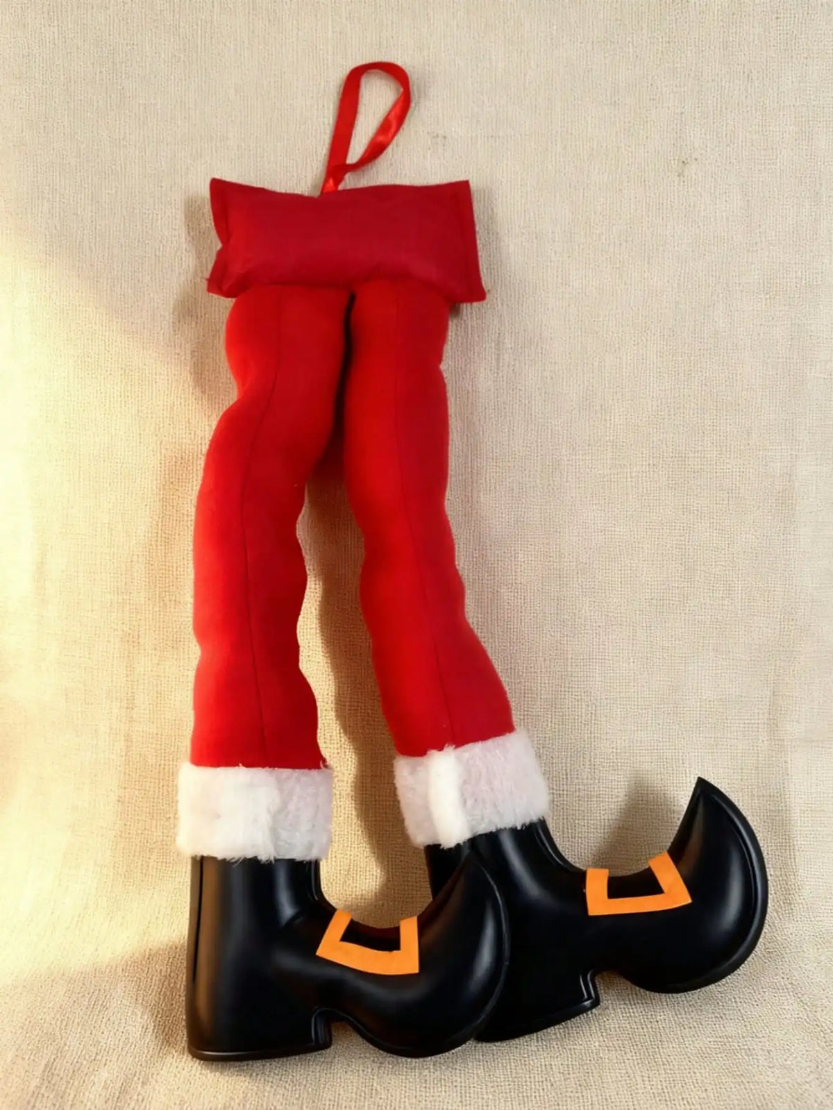 Christmas Elf Legs Decoration | Car Boot & Tree Hanging Pendant | Green & Red