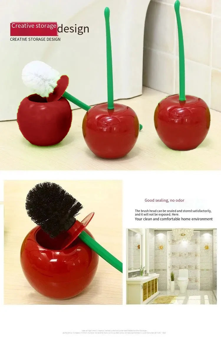 Cherry Shape Toilet Brush & Holder Set | Creative Bathroom Accessory