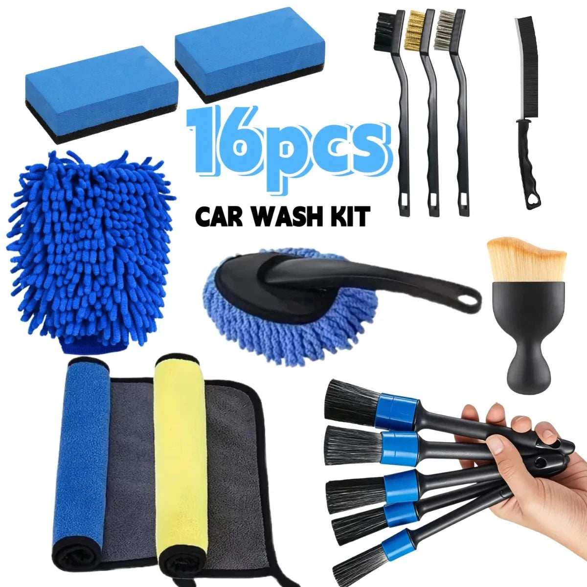 Car Detailing Brush Set for Vents & Tight Gaps | 16 or 20 Pieces