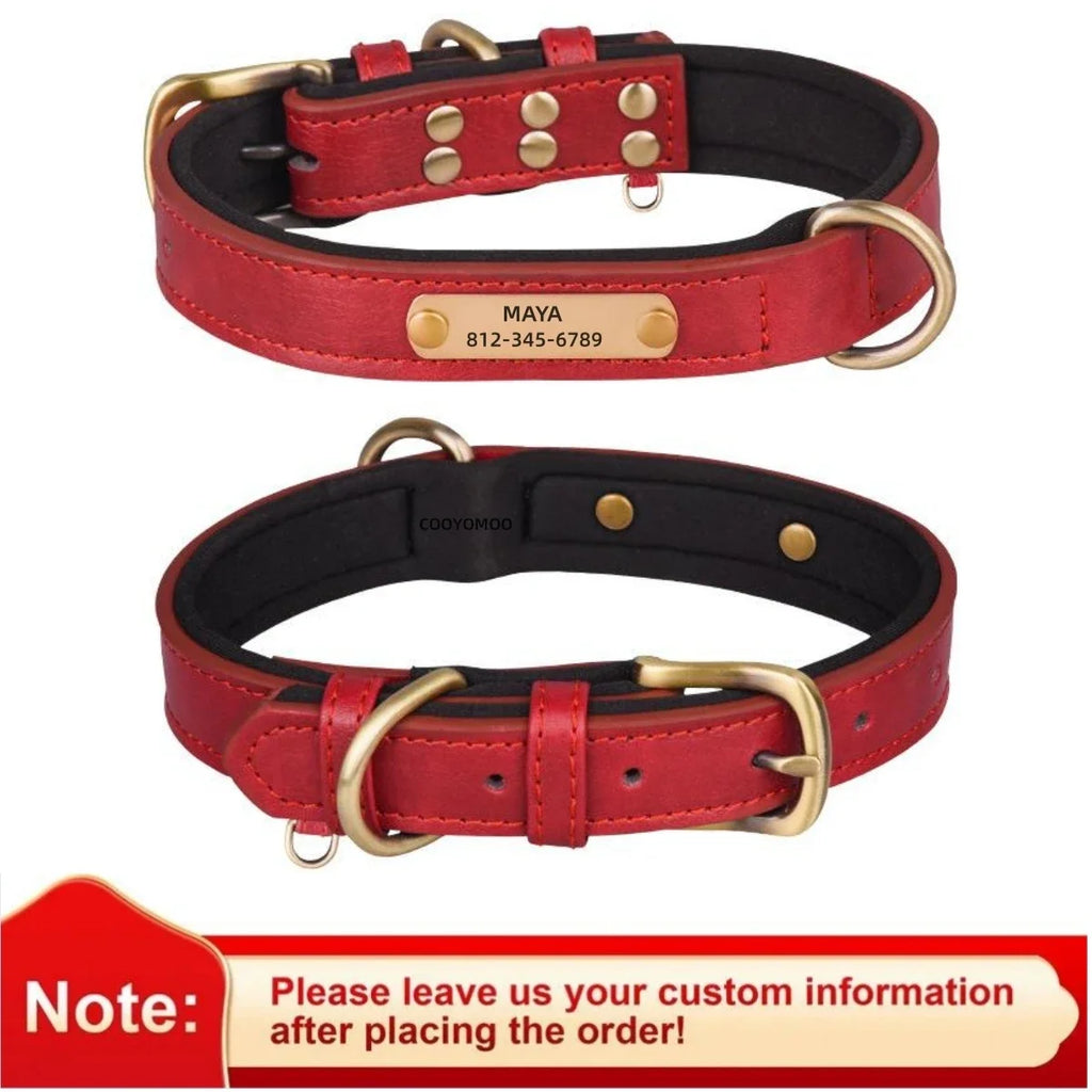 Personalised Leather Dog Collar | Free Engraving | XS–XL | 9 Colours
