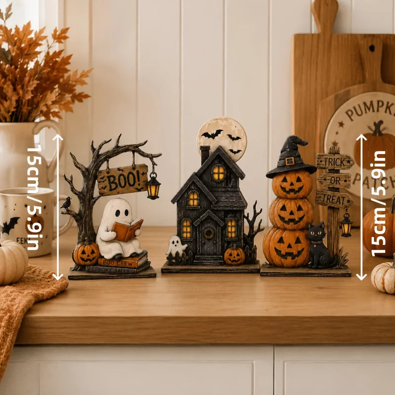 3-Piece Wooden Halloween Decor Set