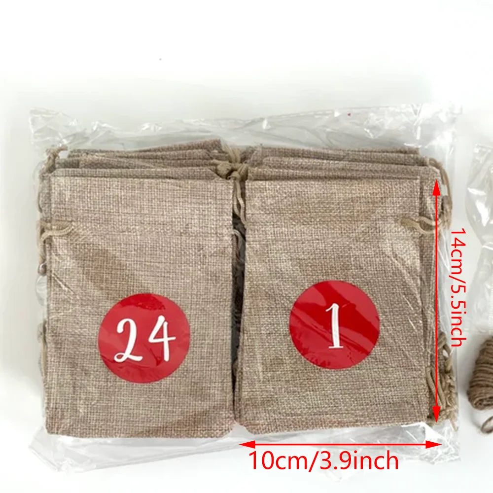 DIY Advent Calendar Kit - 24 Fillable Bags for Christmas Countdown