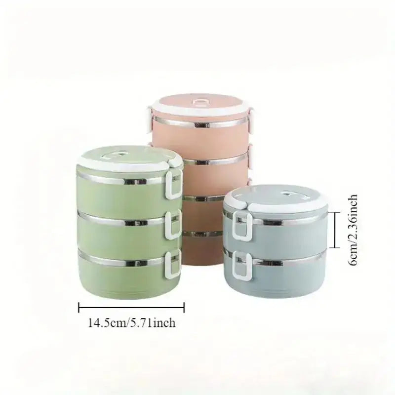 Stainless Steel Insulated Lunch Box | Stackable Bento Food Container | 1, 2, 3 or 4 Tier | Office & Travel