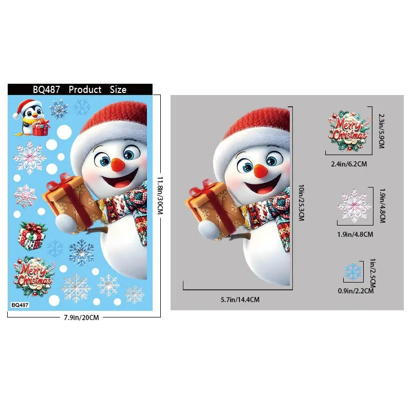 Christmas Window Stickers | 10 Festive Designs | Gingerbread Man, Santa, Snowman & More | Xmas Decor