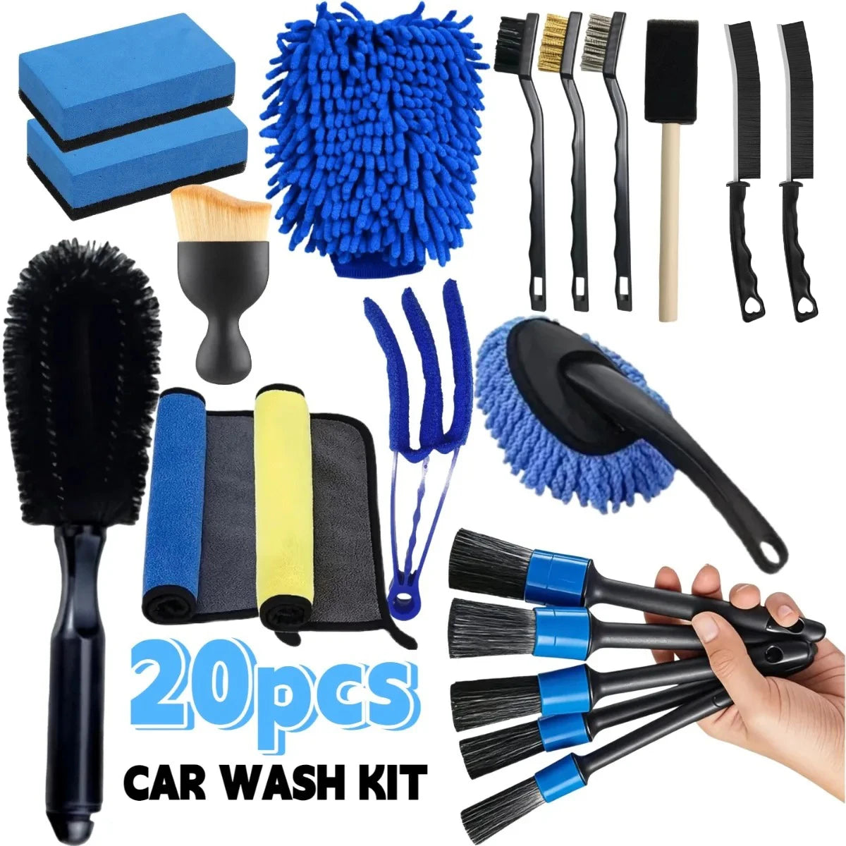 Car Detailing Brush Set for Vents & Tight Gaps | 16 or 20 Pieces