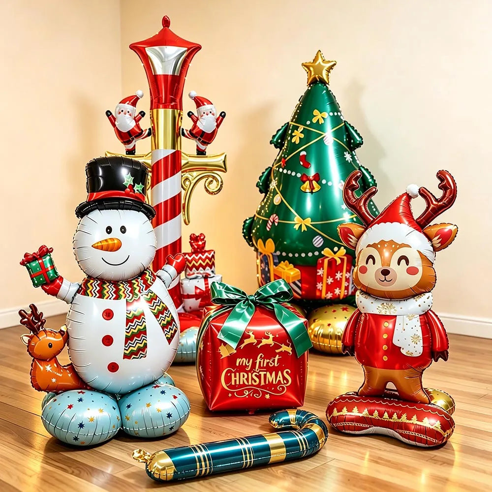 Christmas Standing Foil Balloons | 27 Festive Designs | Santa, Snowman, Reindeer & More | Party & Home Decor
