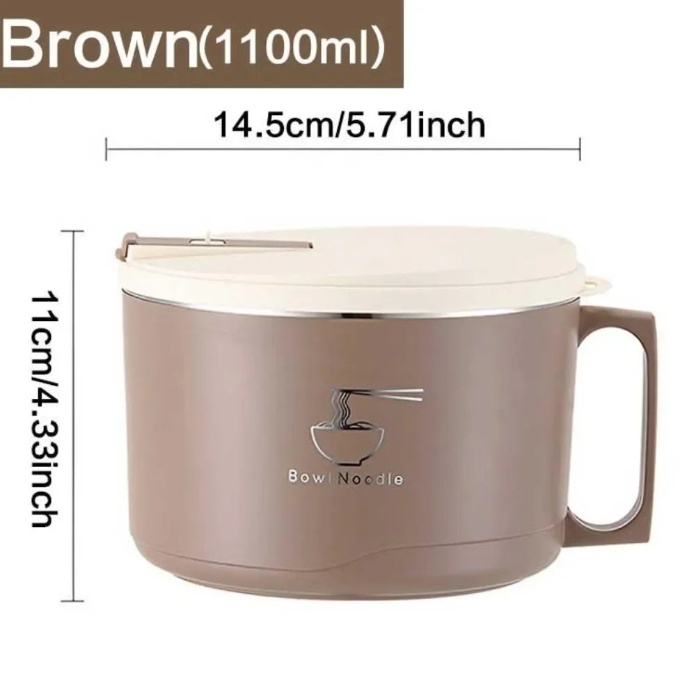 Stainless Steel Noodle Bowl | Large Capacity | Soup & Rice | Brown, Grey & Beige