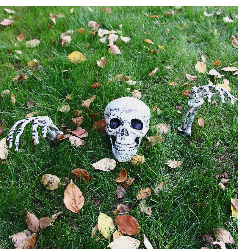 Halloween Skeleton Head & Hands Yard Decorations