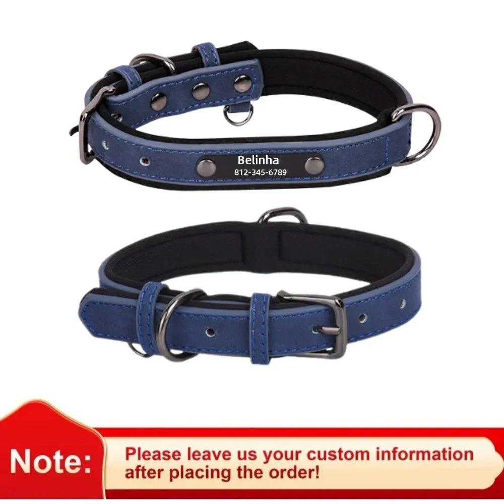 Personalised Leather Dog Collar | Free Engraving | XS–XL | 9 Colours