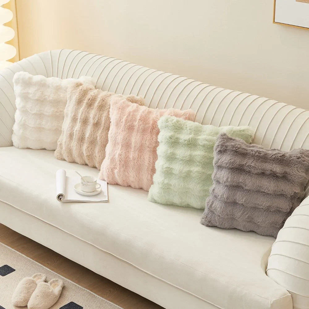 Soft Fur Cushion Cover, 45 x 45 cm | Plush Square Pillowcase