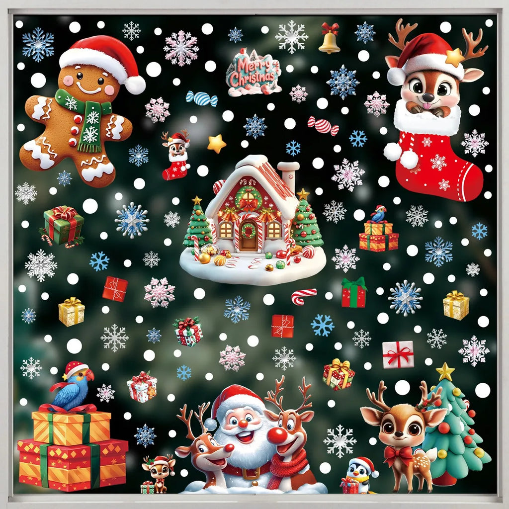 Christmas Window Stickers | 10 Festive Designs | Gingerbread Man, Santa, Snowman & More | Xmas Decor