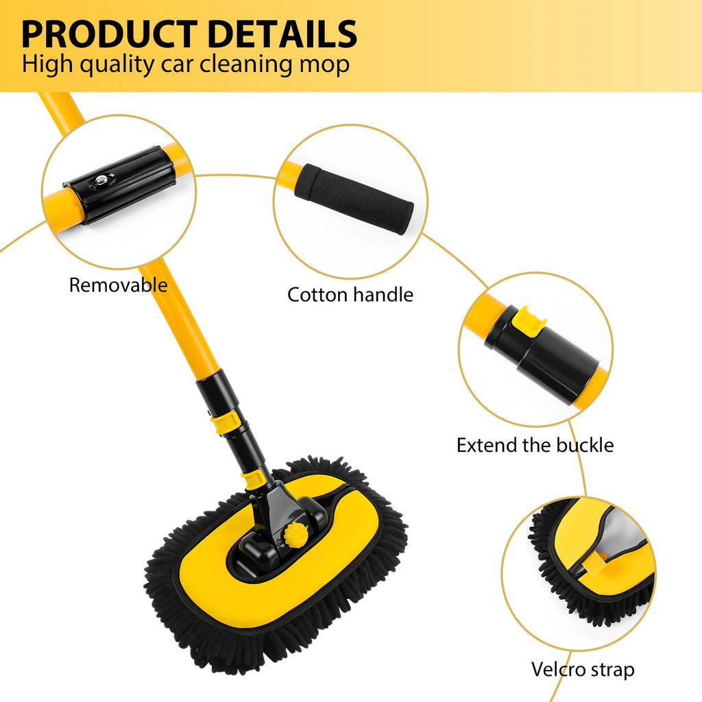 Extendable Car Wash Brush with Rotating Head & Storage Bag