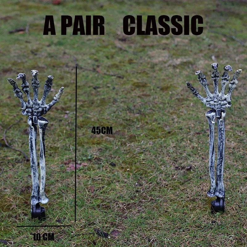 Halloween Skeleton Head & Hands Yard Decorations