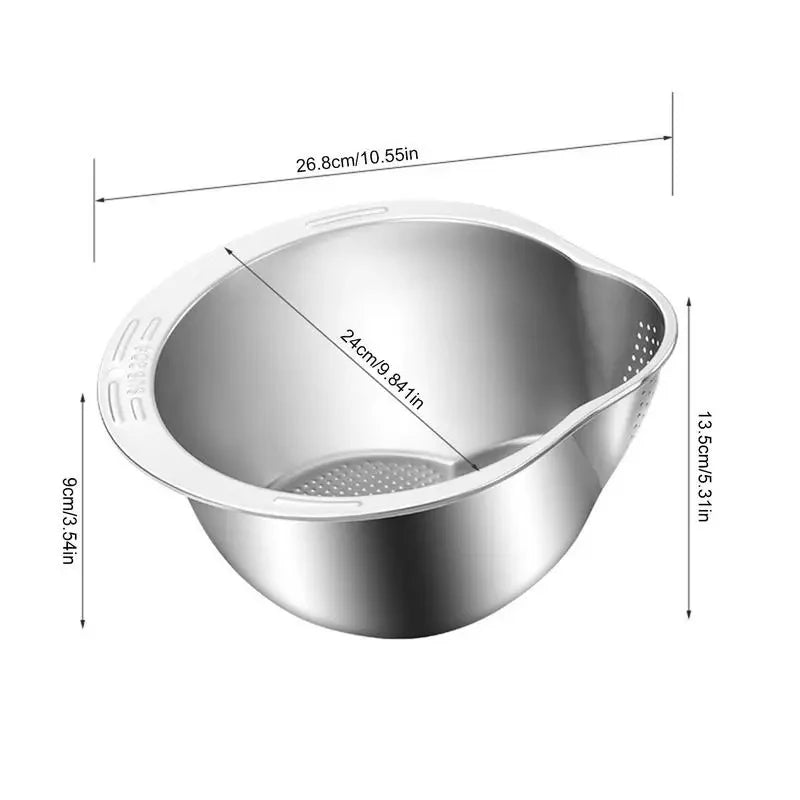 Stainless Steel Rice Washer Strainer Bowl & Colander