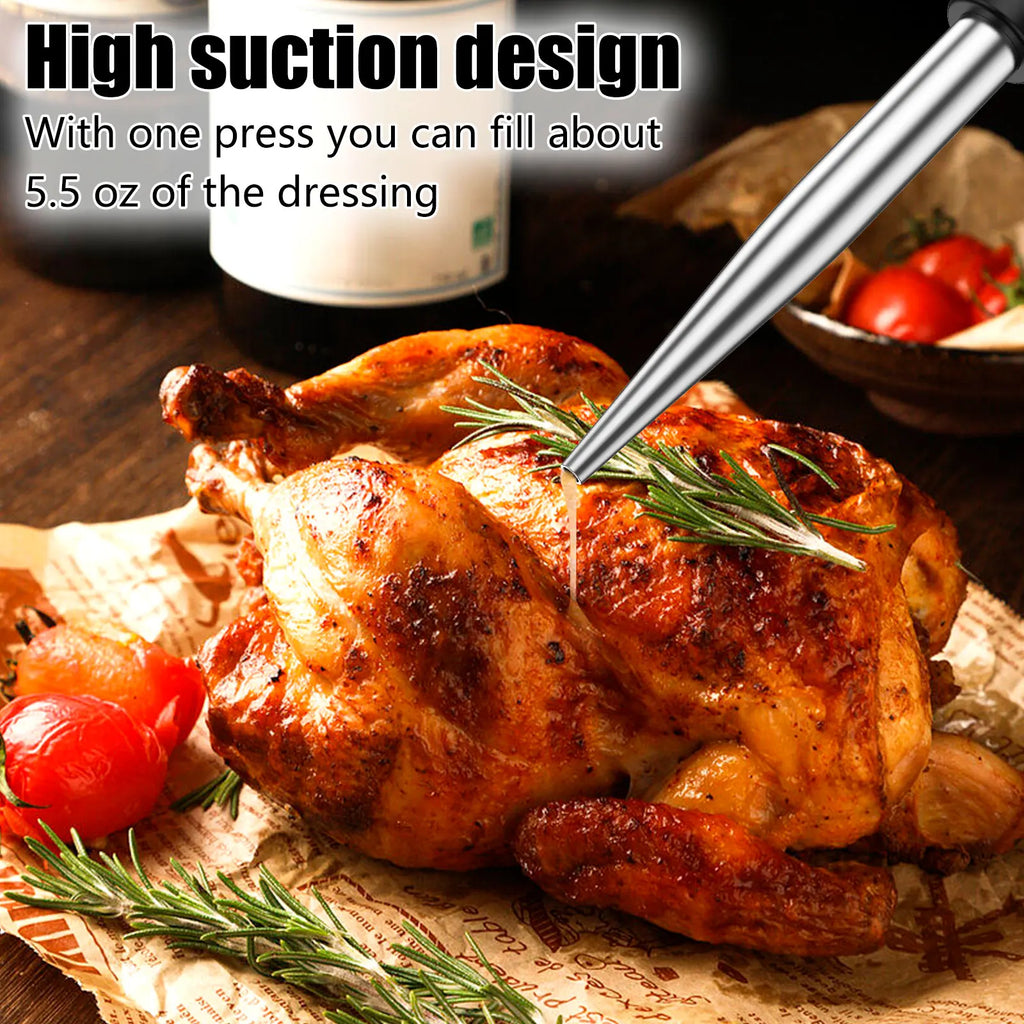 Stainless Steel Turkey Baster & Marinade Injector Set with Cleaning Brush