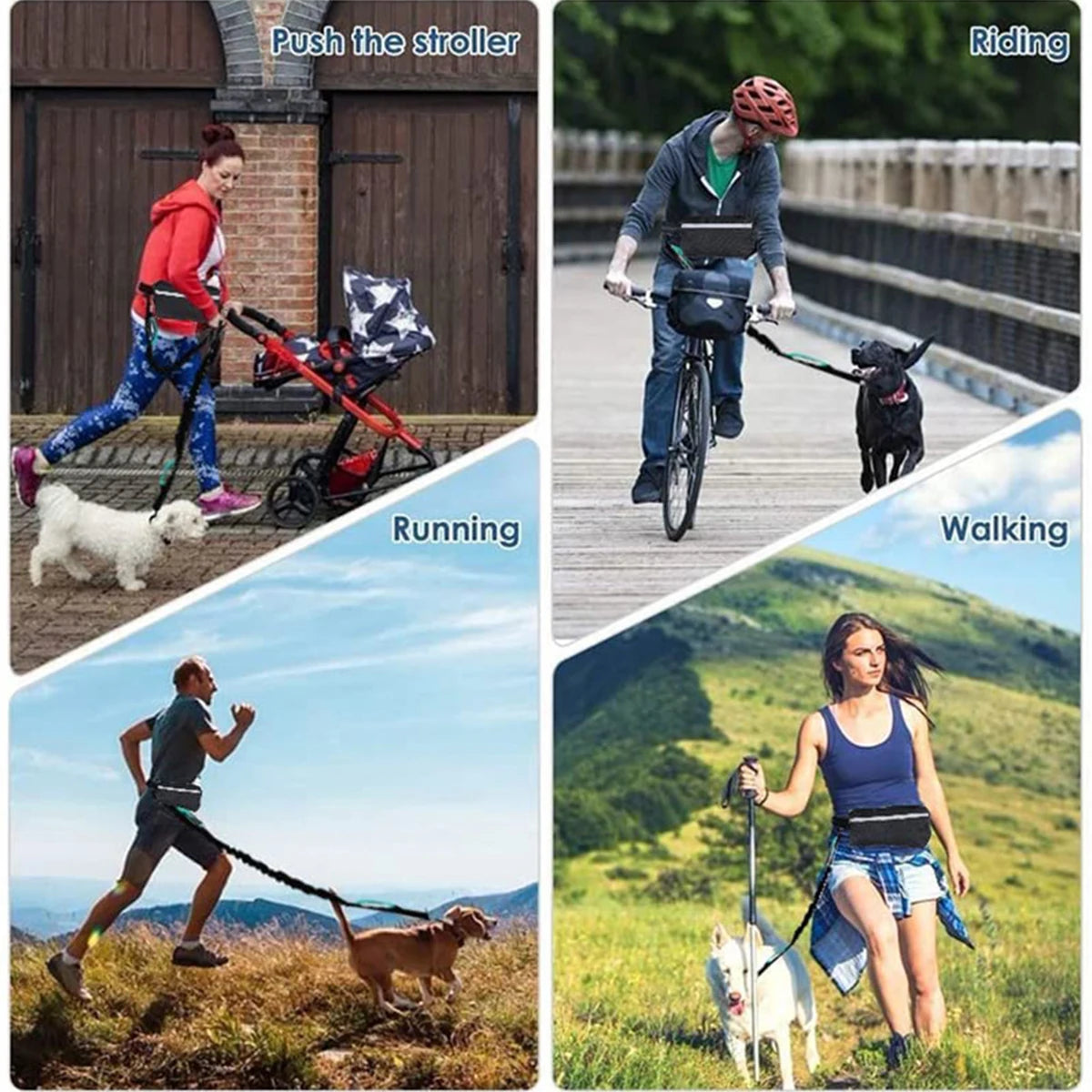 Hands Free Dog Leash with Waist Bag | Reflective Nylon Running Lead