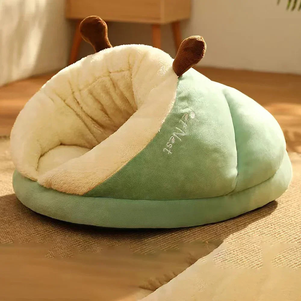 Cosy Cave Dog Bed | Removable Cover Pet Mattress | S / M / L | Green & Grey