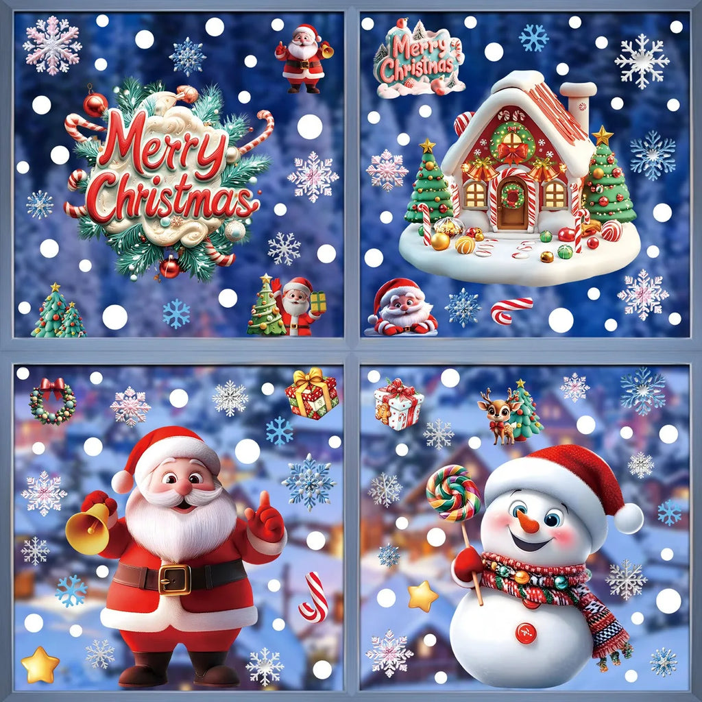 Christmas Window Stickers | 10 Festive Designs | Gingerbread Man, Santa, Snowman & More | Xmas Decor