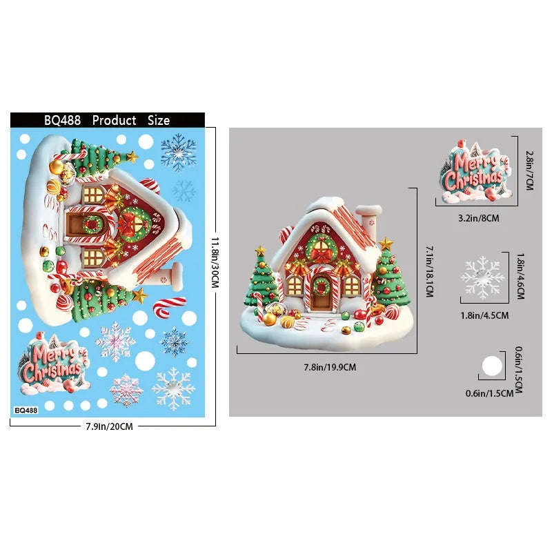 Christmas Window Stickers | 10 Festive Designs | Gingerbread Man, Santa, Snowman & More | Xmas Decor