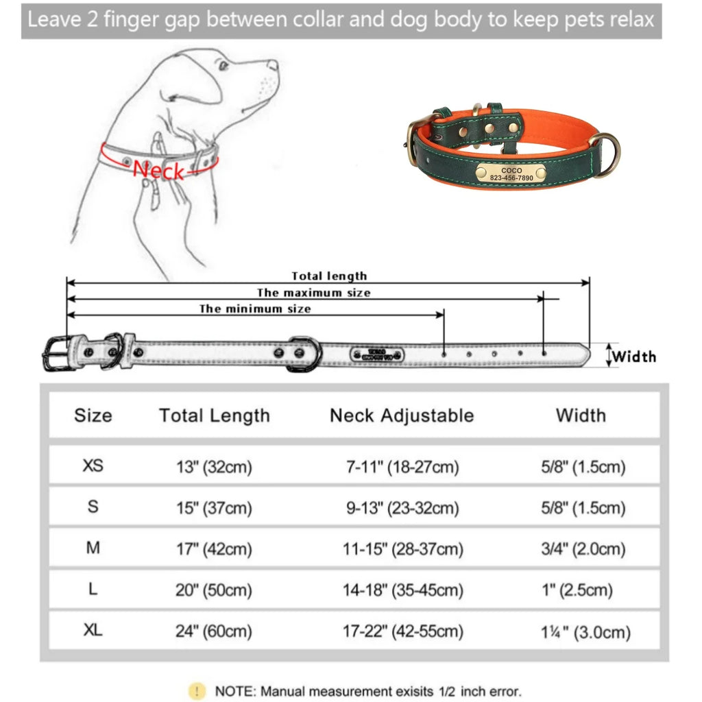 Personalised Leather Dog Collar | Free Engraving | XS–XL | 9 Colours