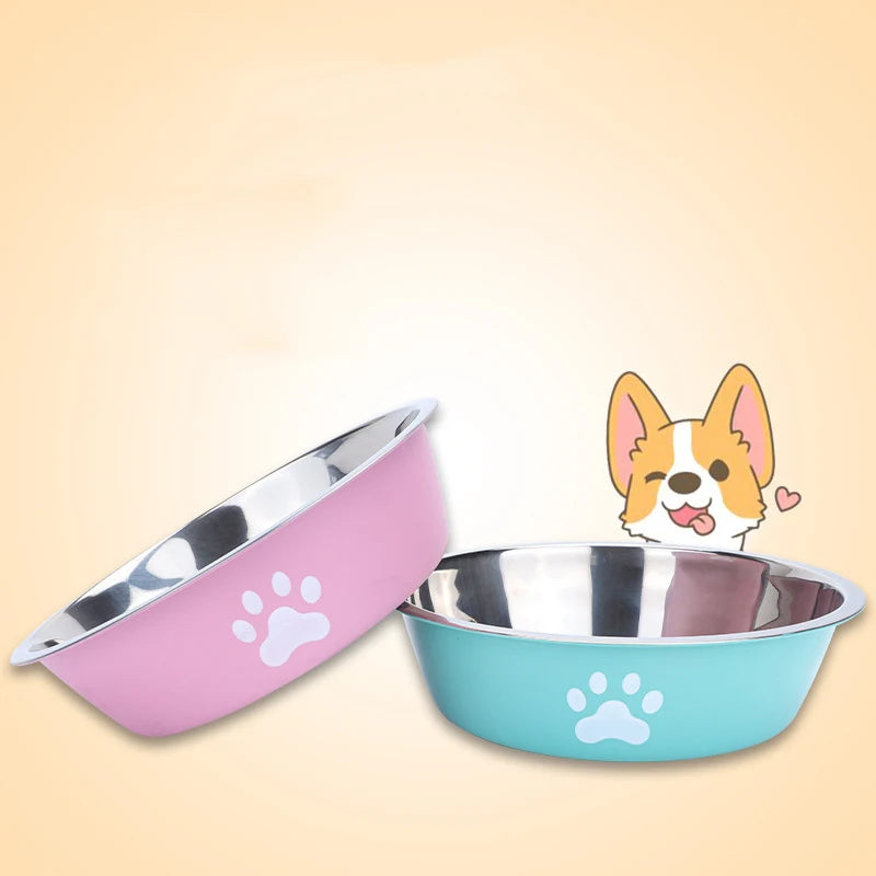 Stainless Steel Dog Bowl – Anti-Tip, Large Capacity Food & Water Bowl for Dogs | Blue, Grey & Pink
