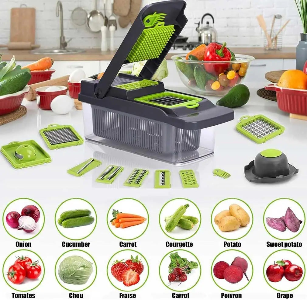 16-in-1 Vegetable Chopper & Mandoline Slicer | Onion Dicer, Grater & Food Slicer | BPA-Free Kitchen Tool