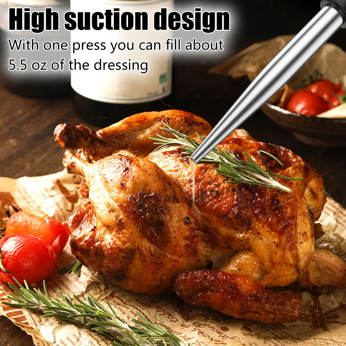 Stainless Steel Turkey Baster & Marinade Injector Set with Cleaning Brush