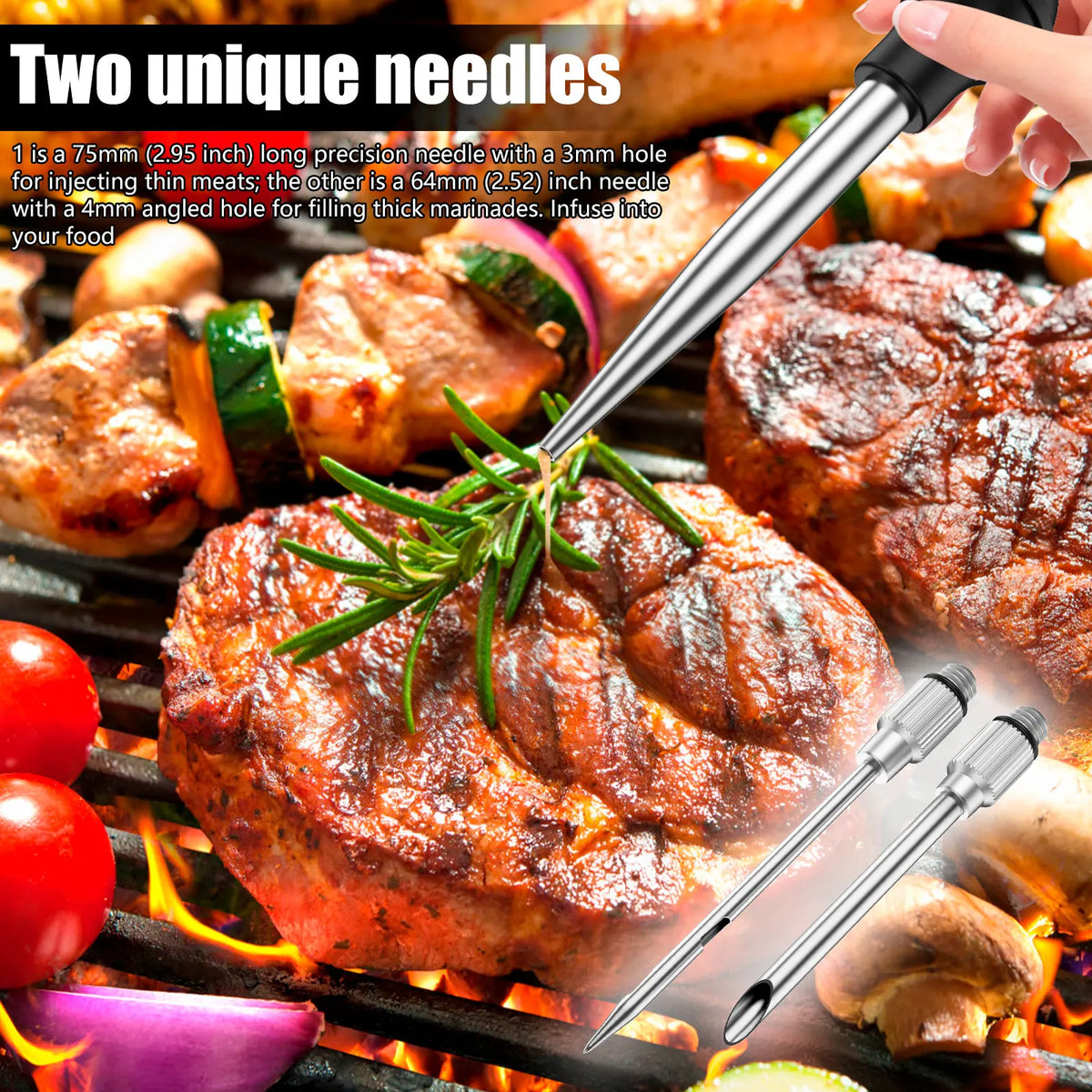 Stainless Steel Turkey Baster & Marinade Injector Set with Cleaning Brush