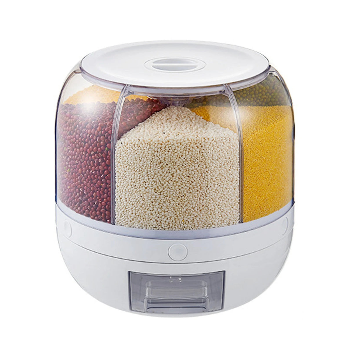 6-Grid Rotating Cereal & Grain Dispenser – Airtight Kitchen Storage Container