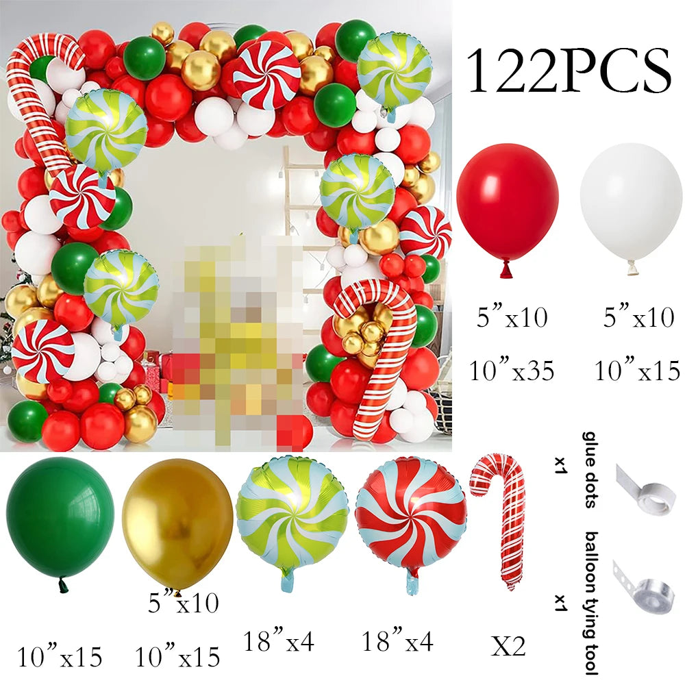 Christmas Candy Cane Balloon Garland Kit | Red, Green & White Arch | Party & Wedding Decoration