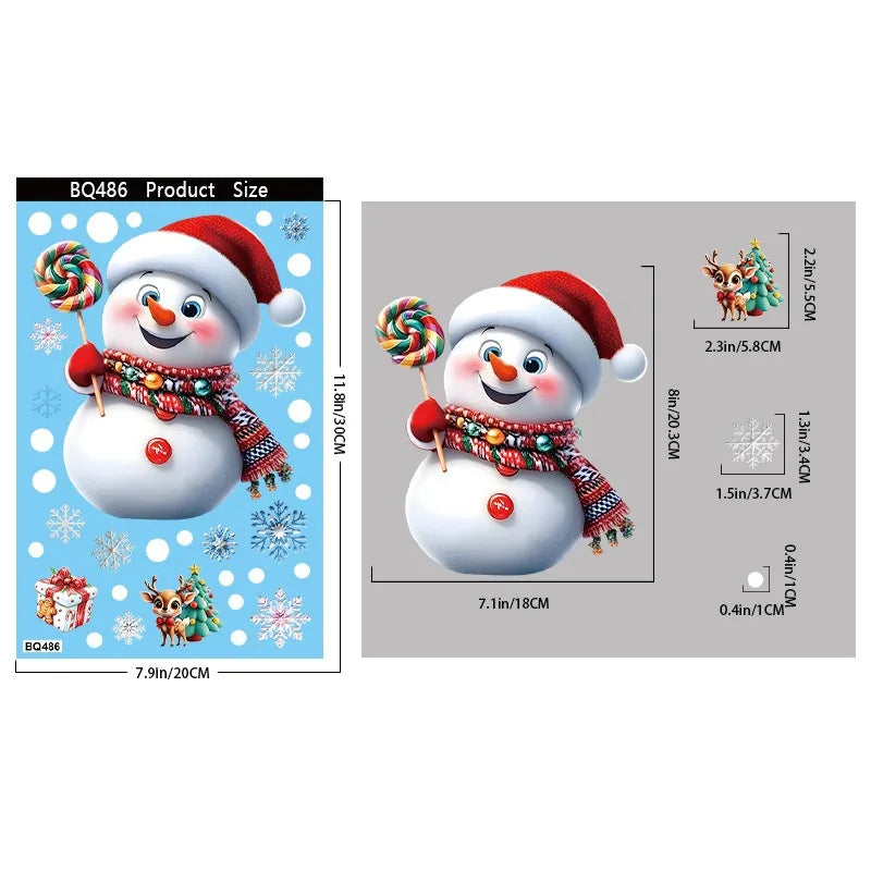 Christmas Window Stickers | 10 Festive Designs | Gingerbread Man, Santa, Snowman & More | Xmas Decor