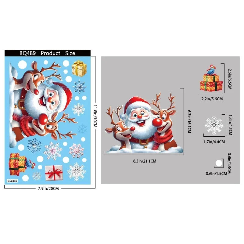 Christmas Window Stickers | 10 Festive Designs | Gingerbread Man, Santa, Snowman & More | Xmas Decor