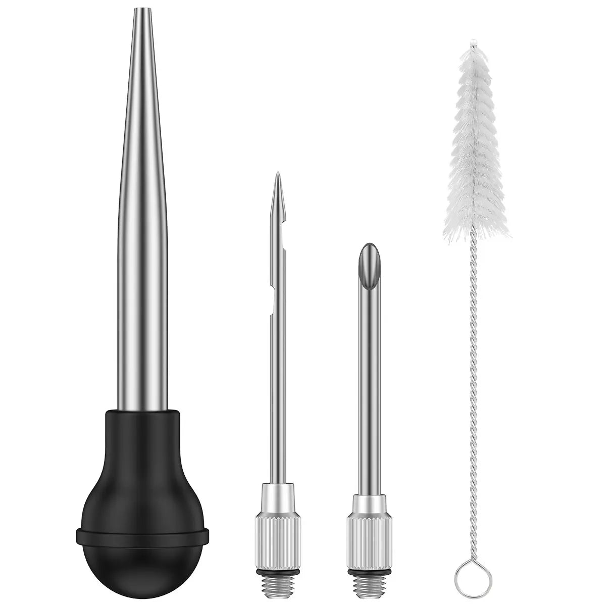 Stainless Steel Turkey Baster & Marinade Injector Set with Cleaning Brush