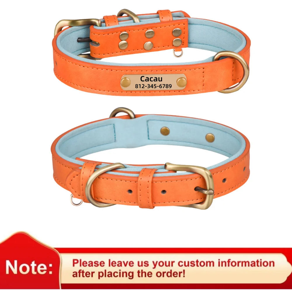 Personalised Leather Dog Collar | Free Engraving | XS–XL | 9 Colours