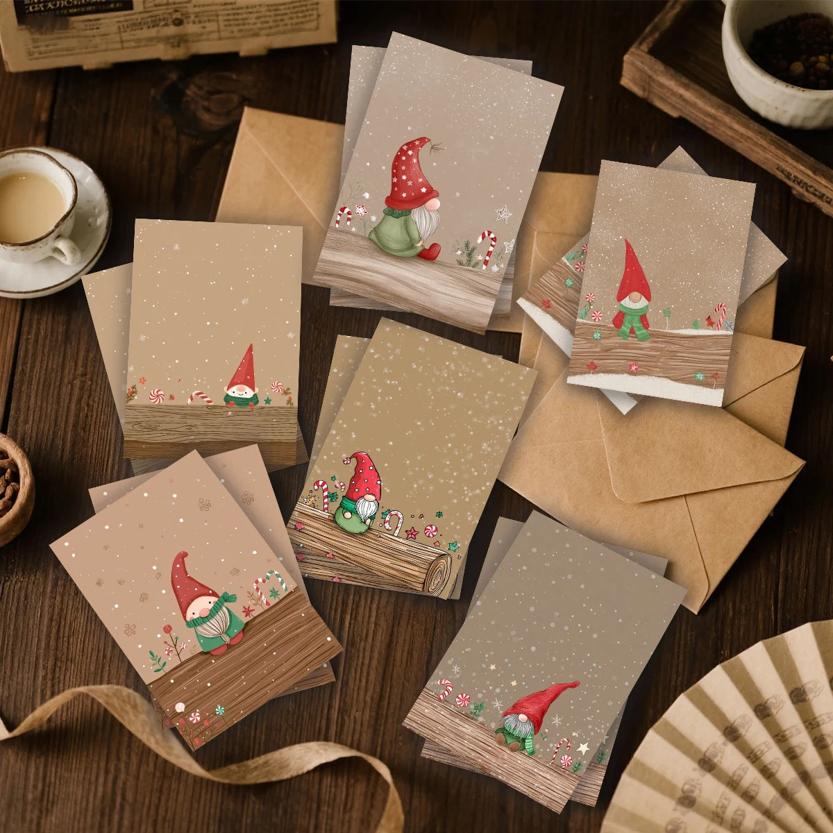 Christmas Greeting Cards with Envelopes | Festive Santa Hat Postcards | Pack of 12 or 24