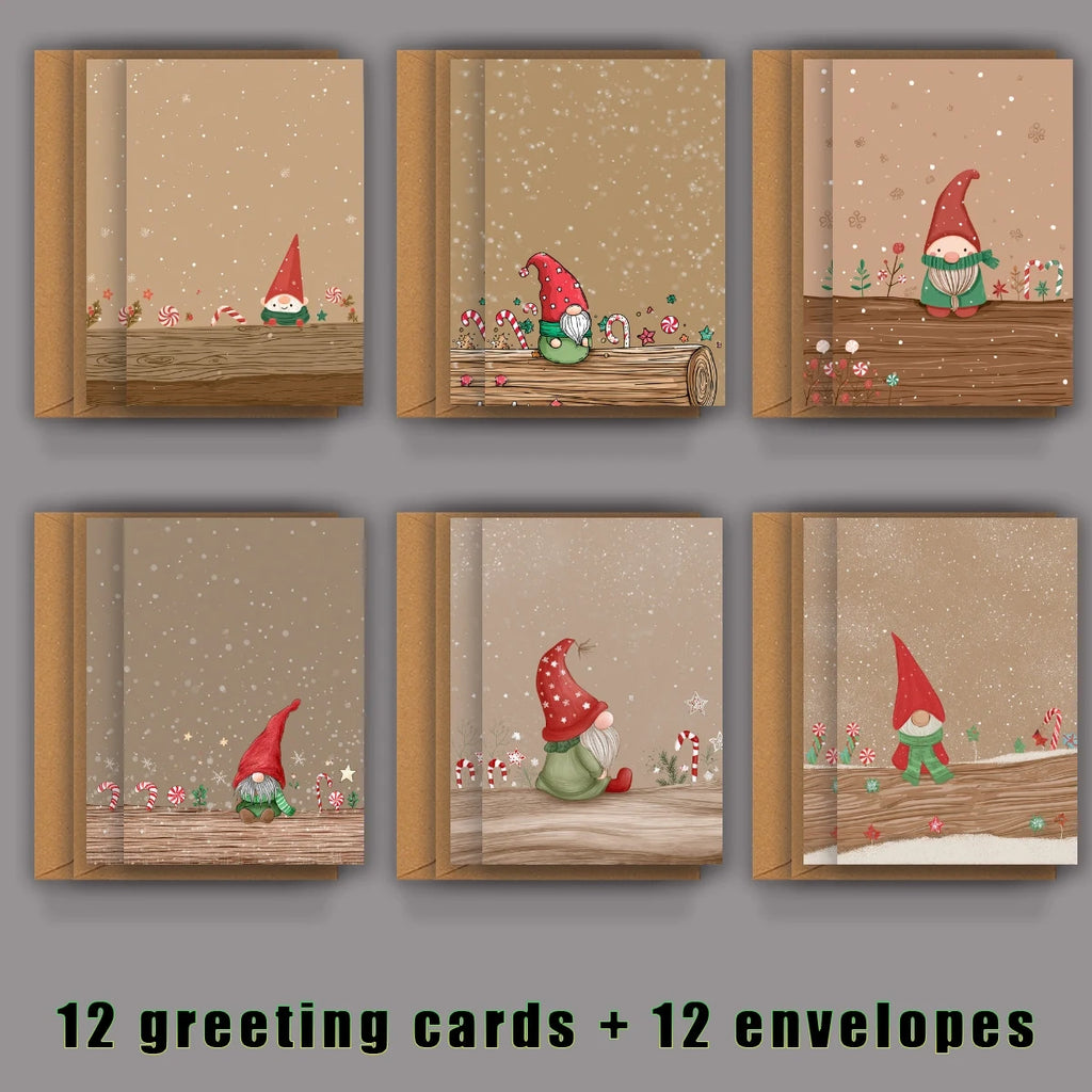 Christmas Greeting Cards with Envelopes | Festive Santa Hat Postcards | Pack of 12 or 24