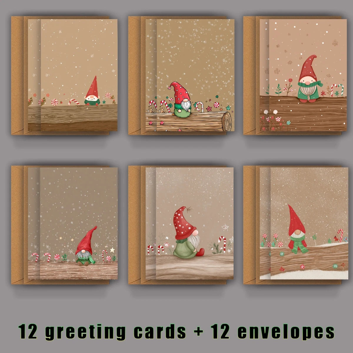 Christmas Greeting Cards with Envelopes | Festive Santa Hat Postcards | Pack of 12 or 24