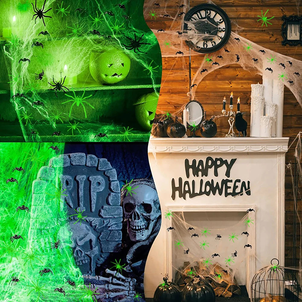 Glow-in-the-Dark Halloween Spider Web Decoration